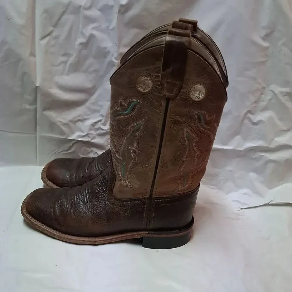 Old West Brown Leather Cowboy Boots